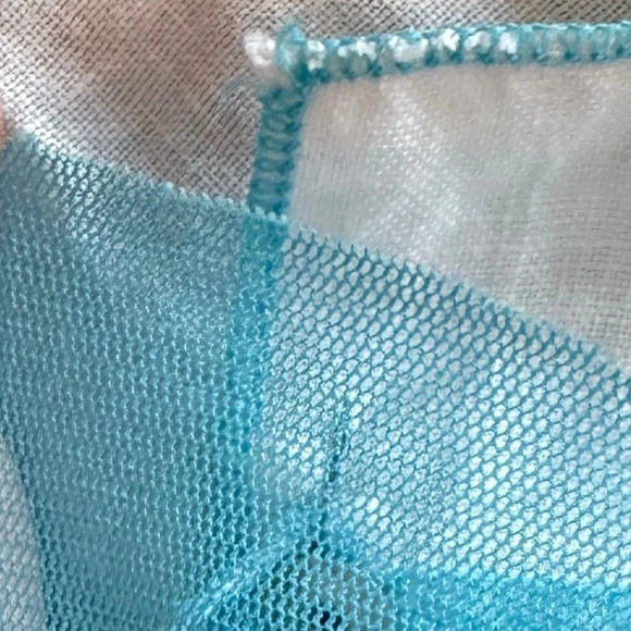 Quinze Heures Trente Top Size 3 Y2K Graphic Mixed Media Artsy Mesh Buttons Sheer - Picture 11 of 13